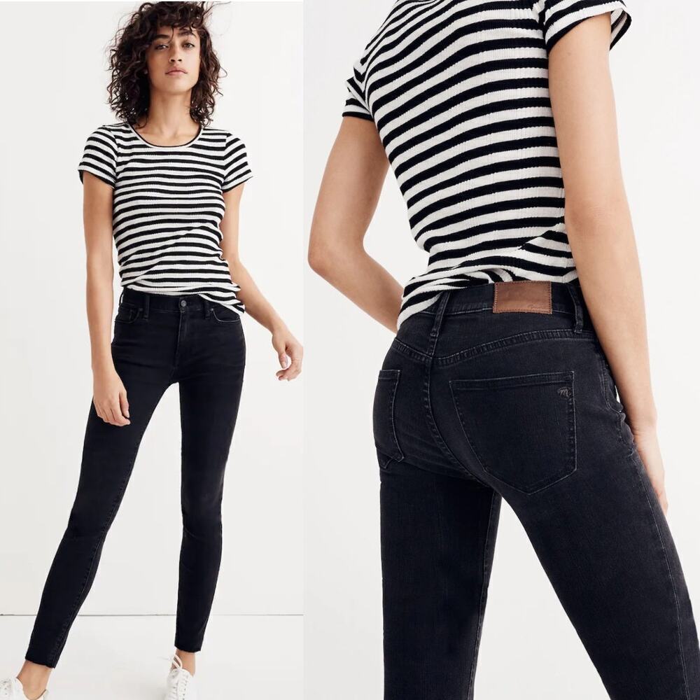 Madewell 9" High-Rise Skinny Jeans in Lunar Black Mid Rise Cotton Modal Size 25